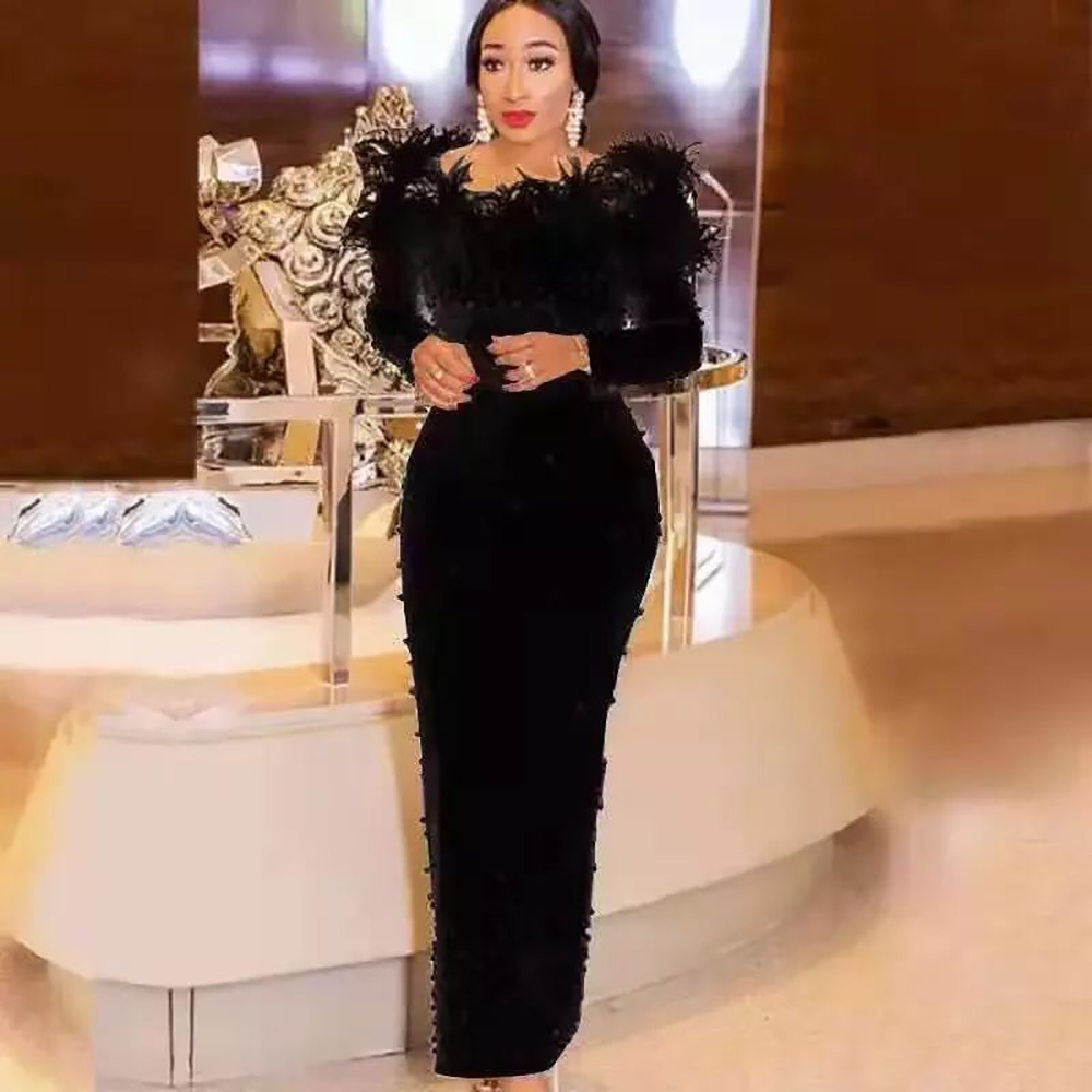 Men'S Formal Wear For Wedding Guest - Women Luxury Off Shoulder Velvet Tassel