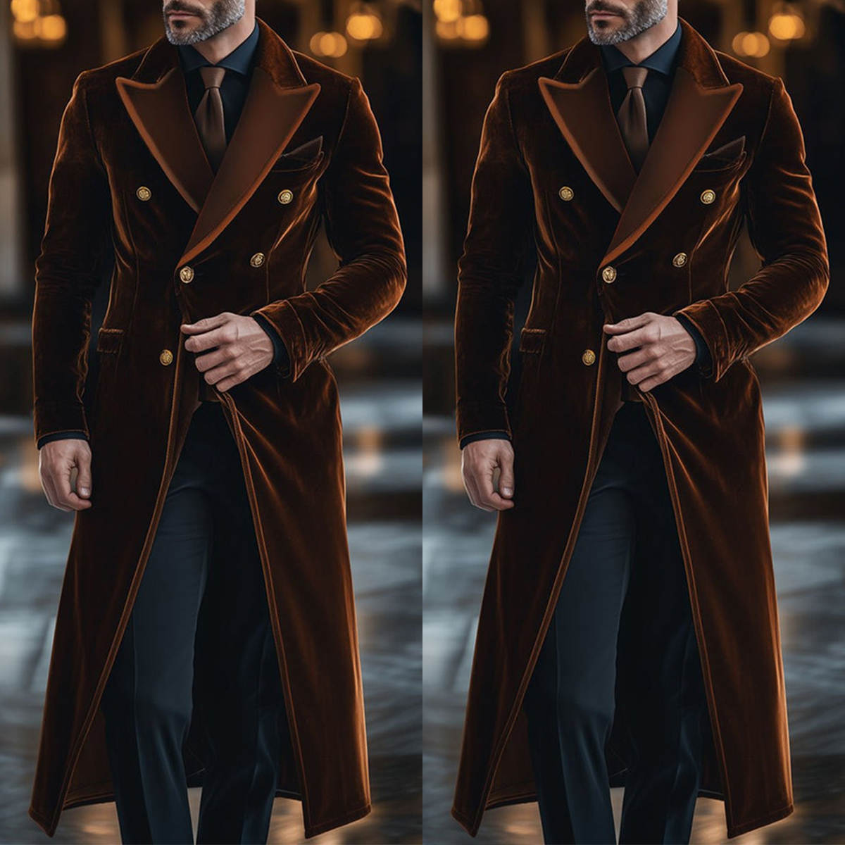 Brown Velvet Men Long Coat Pea - đánh giá và giá Men'S Formal Wear Waistcoat