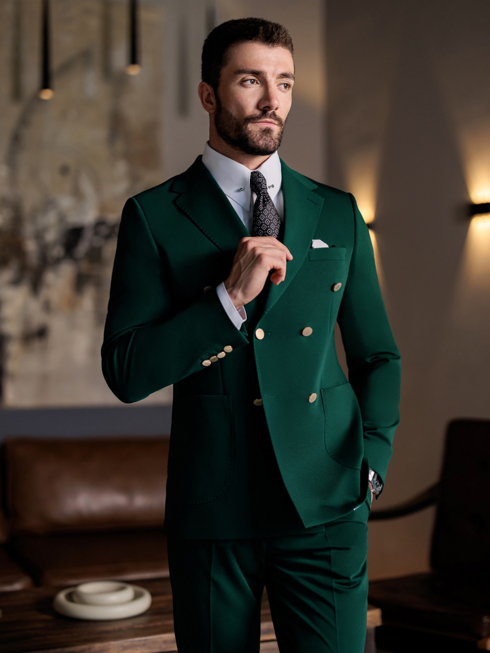 Green Formal Man Slim Fit Suit - đánh giá và giá Men Formal Wear Jacket