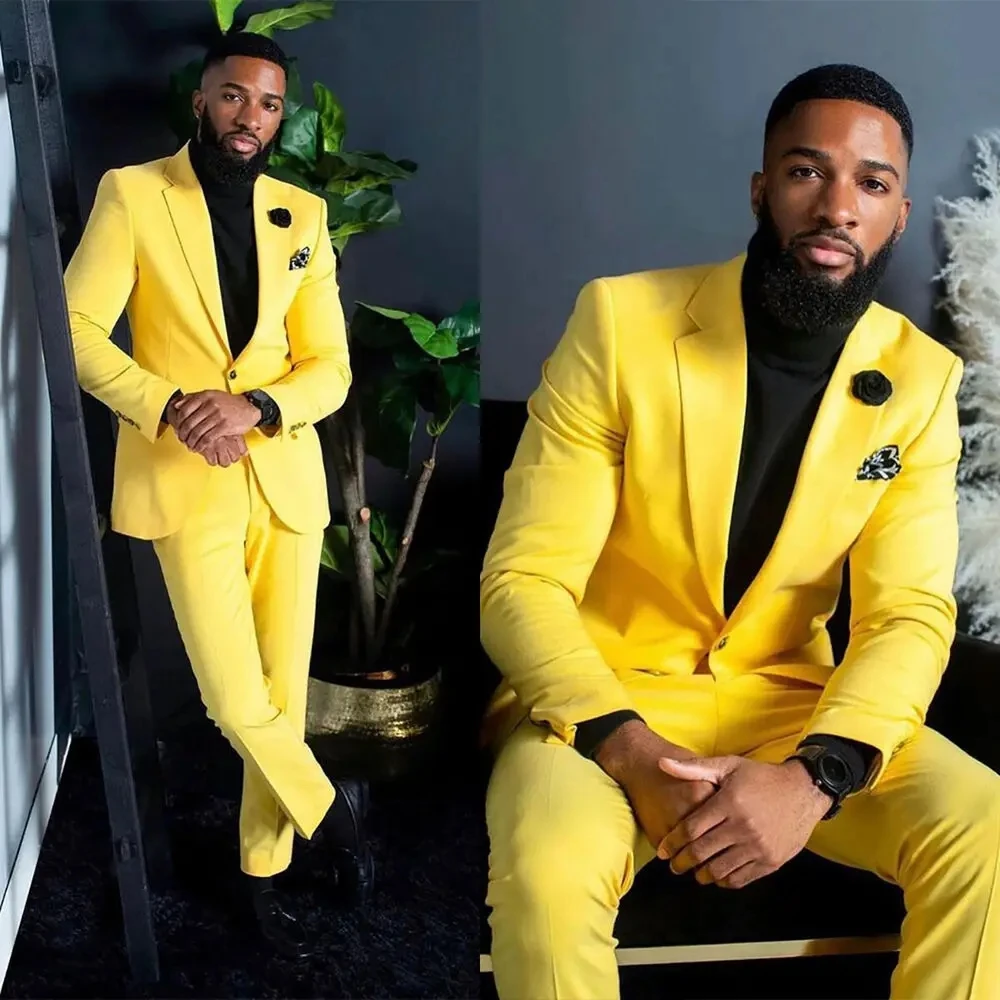 Yellow Men's Suits Slim Fit Si - đánh giá và giá Formal Wear For Men Yellow