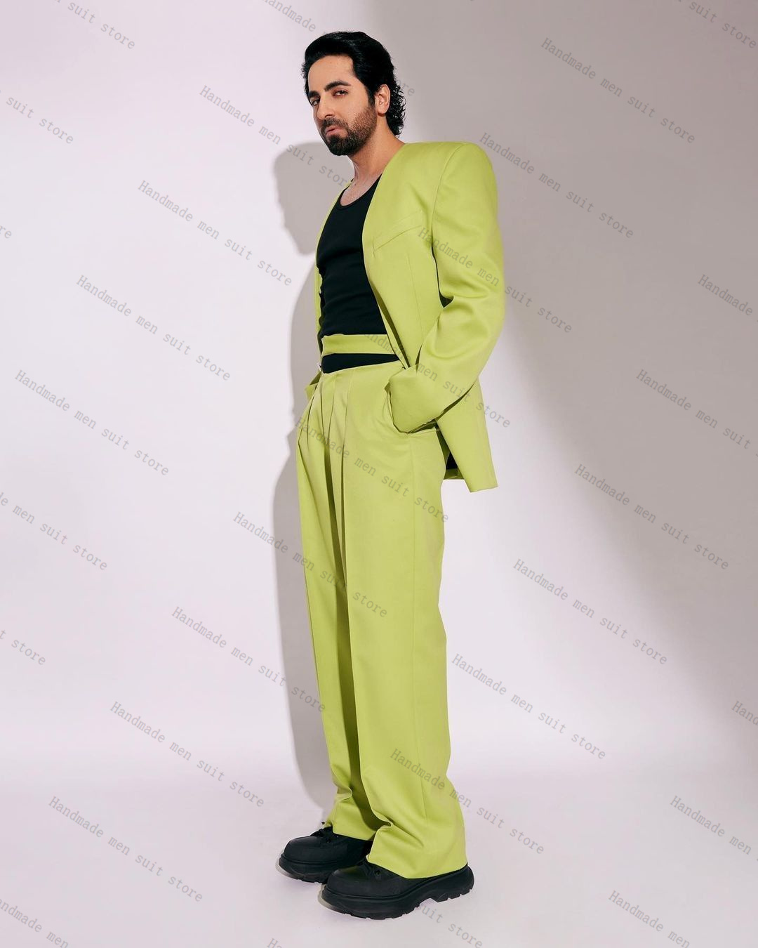 Fashion Green Men Suit Set 2 P - đánh giá và giá Men'S Formal Wear For Wedding Guest