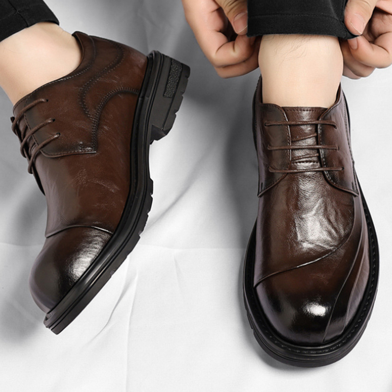 Brown Burnished Genuine Leathe - đánh giá và giá Men Formal Wear Office
