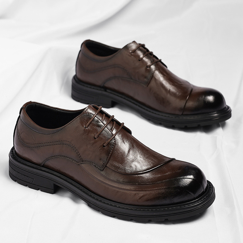Brown Burnished Genuine Leathe - đánh giá và giá Men Formal Wear Office