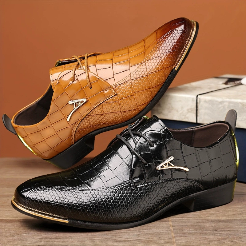 Fashion PU Leather Shoes Men B - đánh giá và giá Young Men Formal Wear
