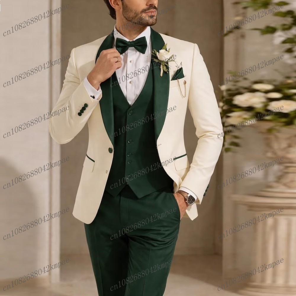 New Ivory And Dark Green Forma - đánh giá và giá Young Men Formal Wear